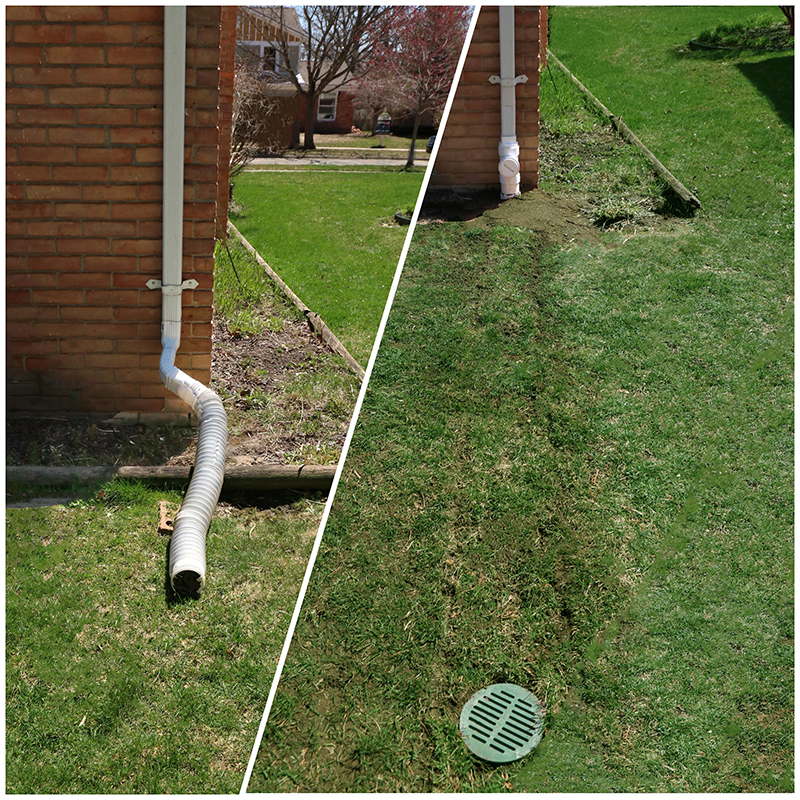 before and after downspout systems